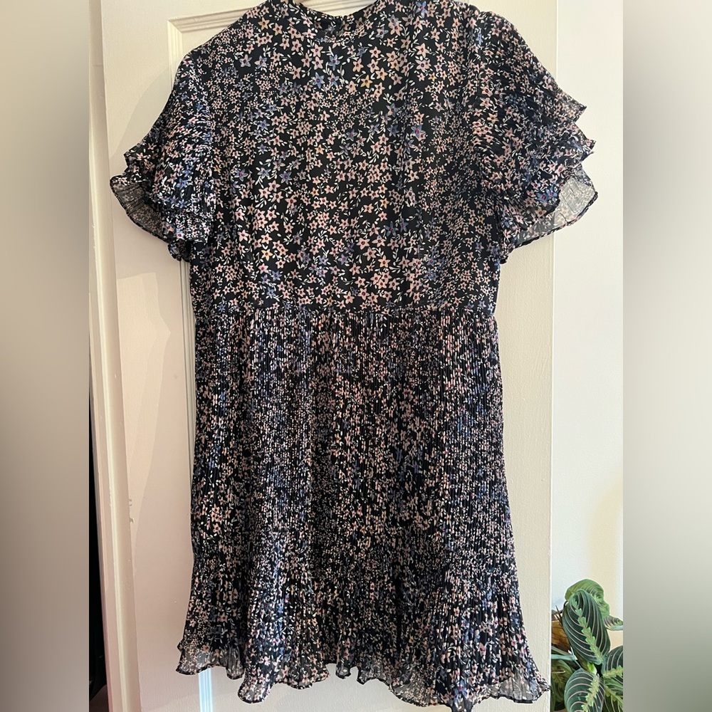 Topshop Ditsy Print Pleated Dress